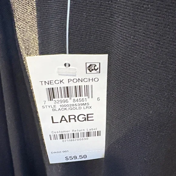 NWT Alfani Black and Silver Women's Poncho Top Size Large - Picture 2 of 4